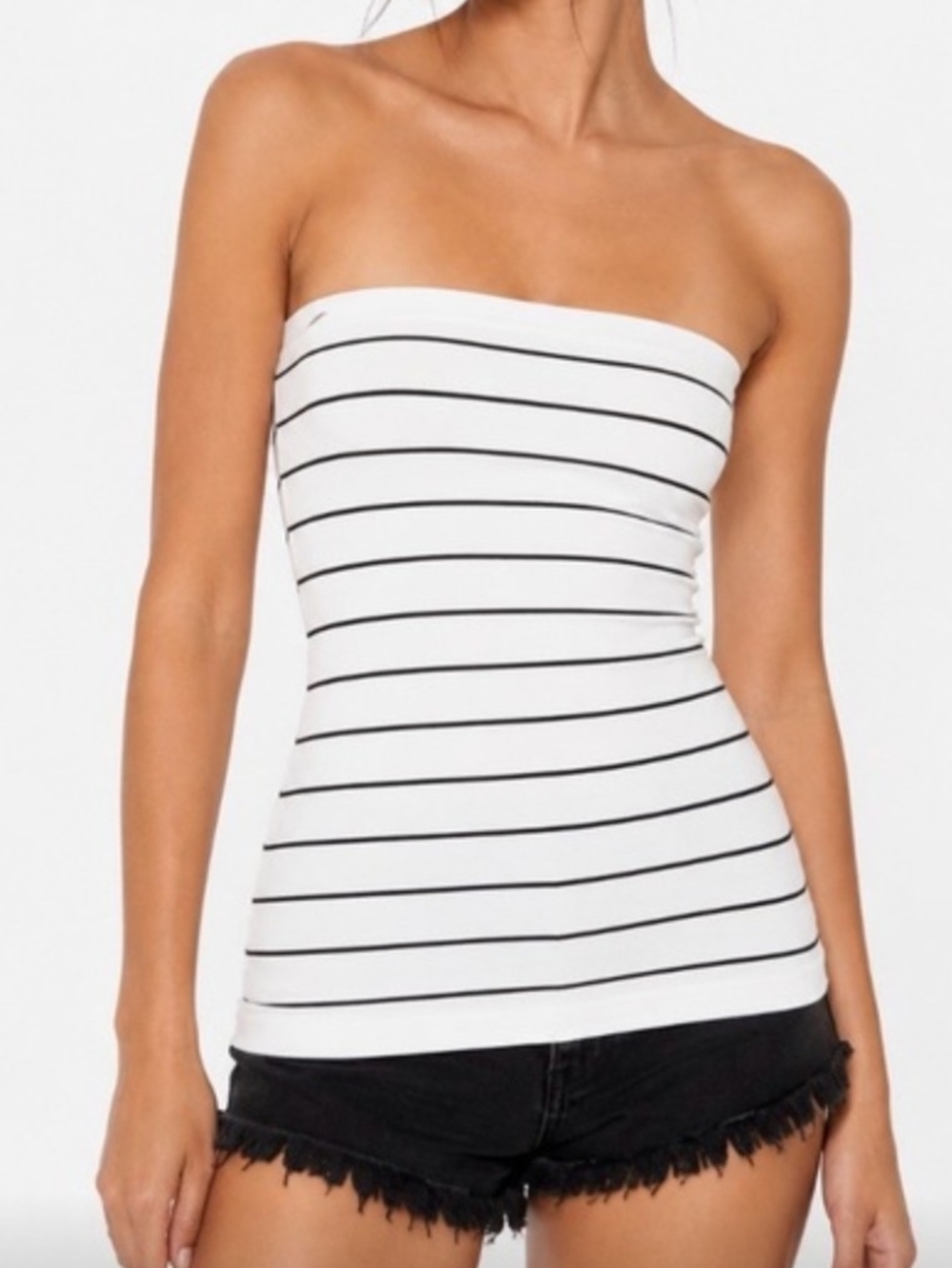 Free People Intimately White & Black Stripe Seamless Bandeau Top, SZ XS/S, NWT